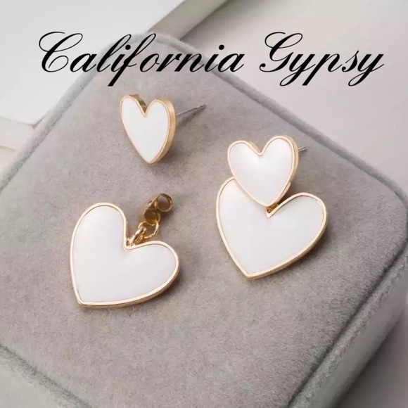 Gold Heart Earrings - Picture 2 of 7